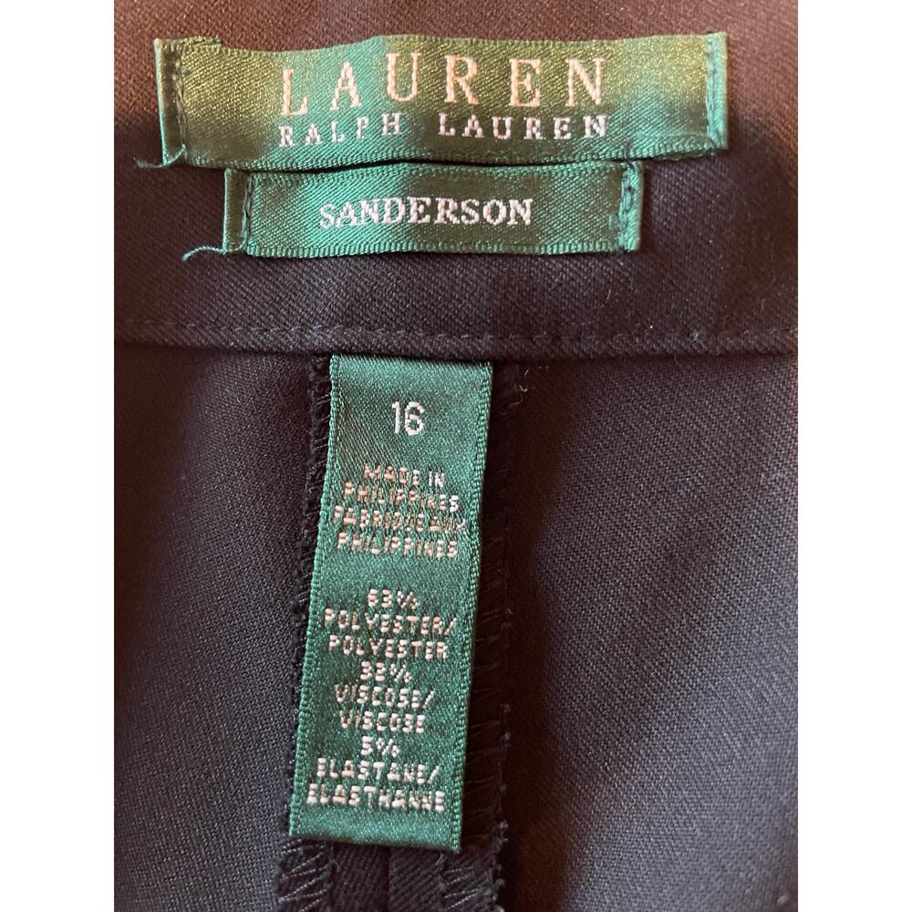 Lauren Ralph Lauren Sanderson Wide Leg Dress Pants Cropped Sz 16 Black Classic - Picture 3 of 10